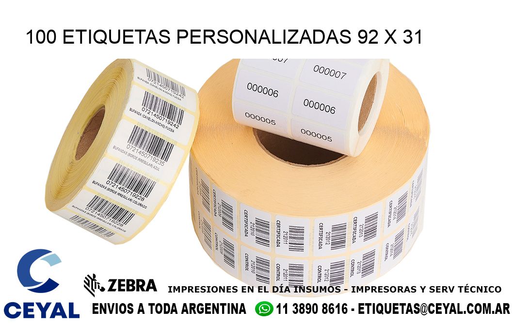 100 ETIQUETAS PERSONALIZADAS 92 x 31