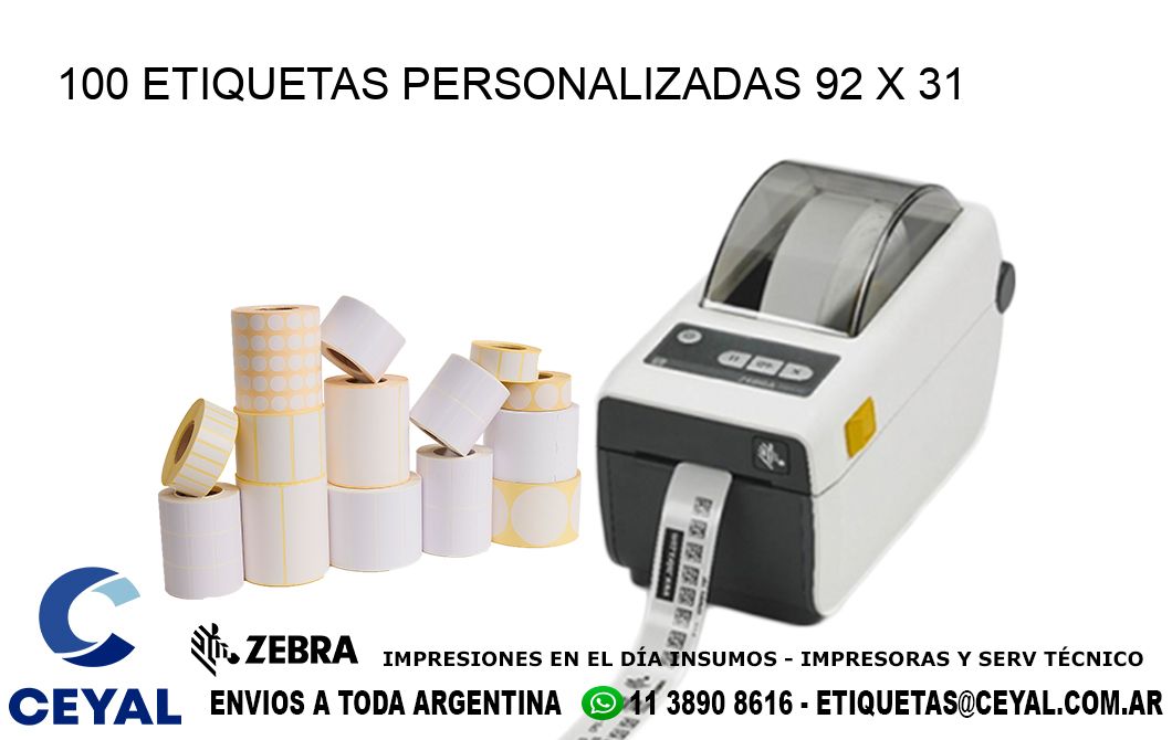100 ETIQUETAS PERSONALIZADAS 92 x 31