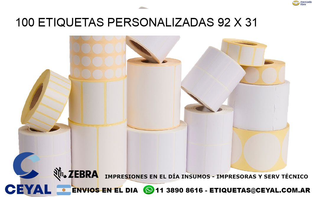 100 ETIQUETAS PERSONALIZADAS 92 x 31