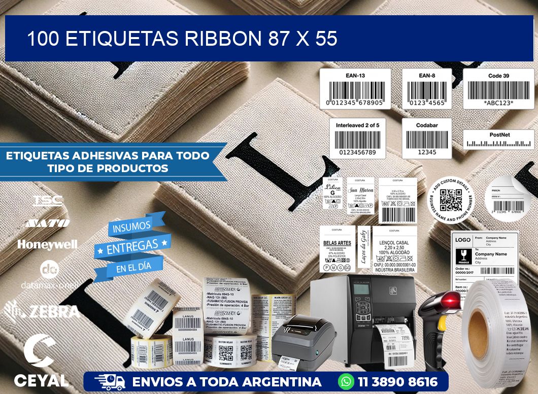 100 ETIQUETAS RIBBON 87 x 55