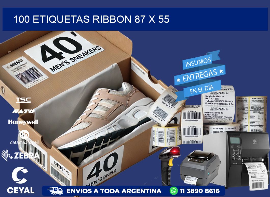 100 ETIQUETAS RIBBON 87 x 55