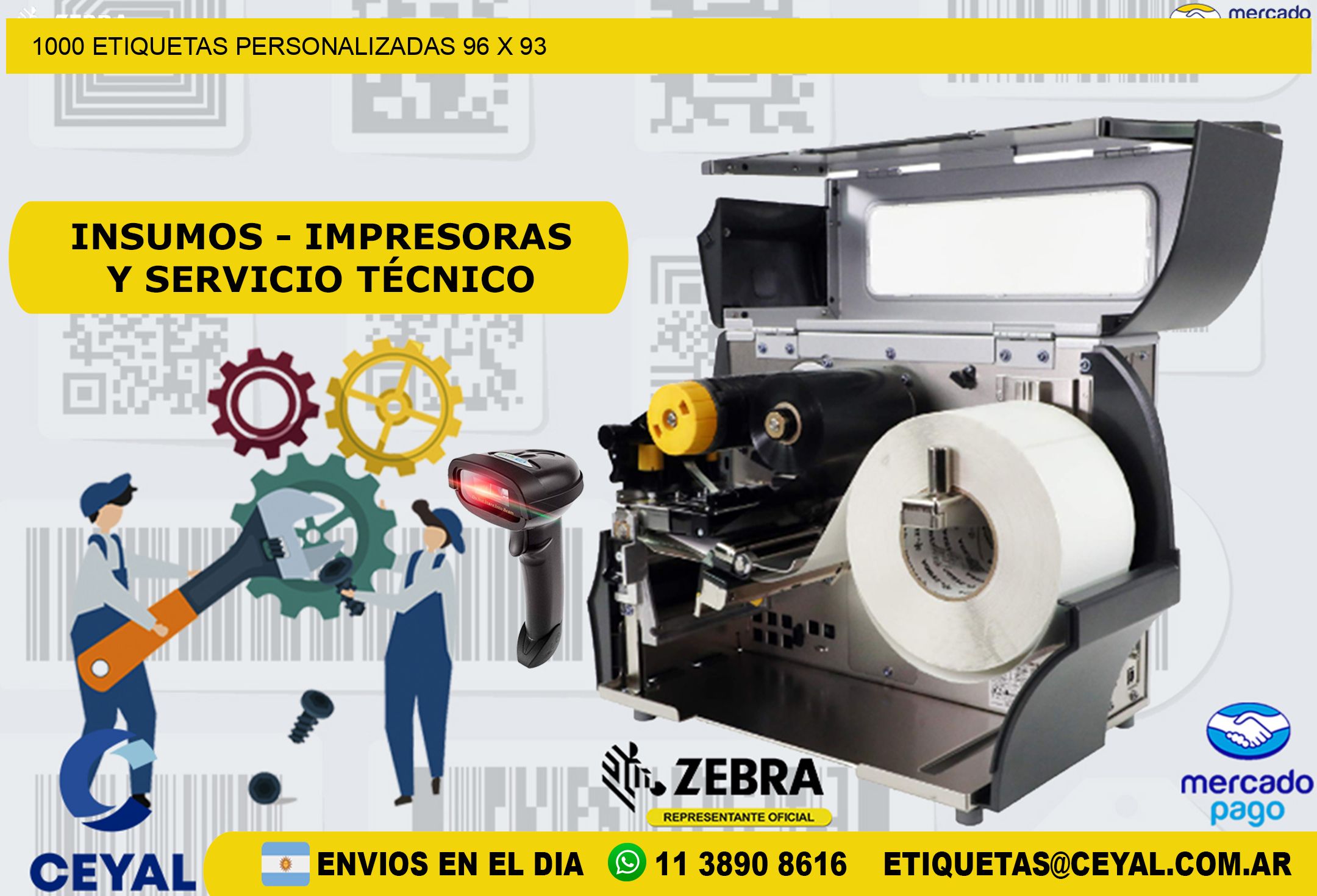 1000 ETIQUETAS PERSONALIZADAS 96 x 93