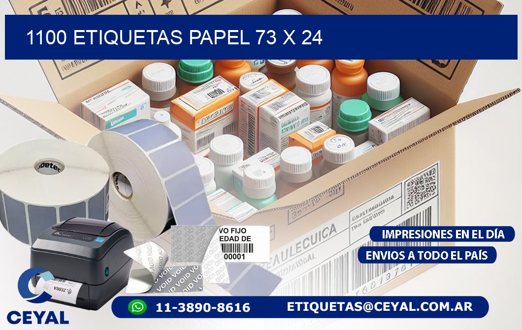 1100 ETIQUETAS PAPEL 73 x 24