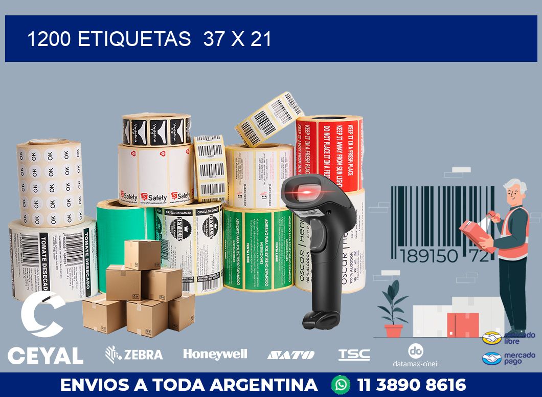 1200 ETIQUETAS  37 x 21