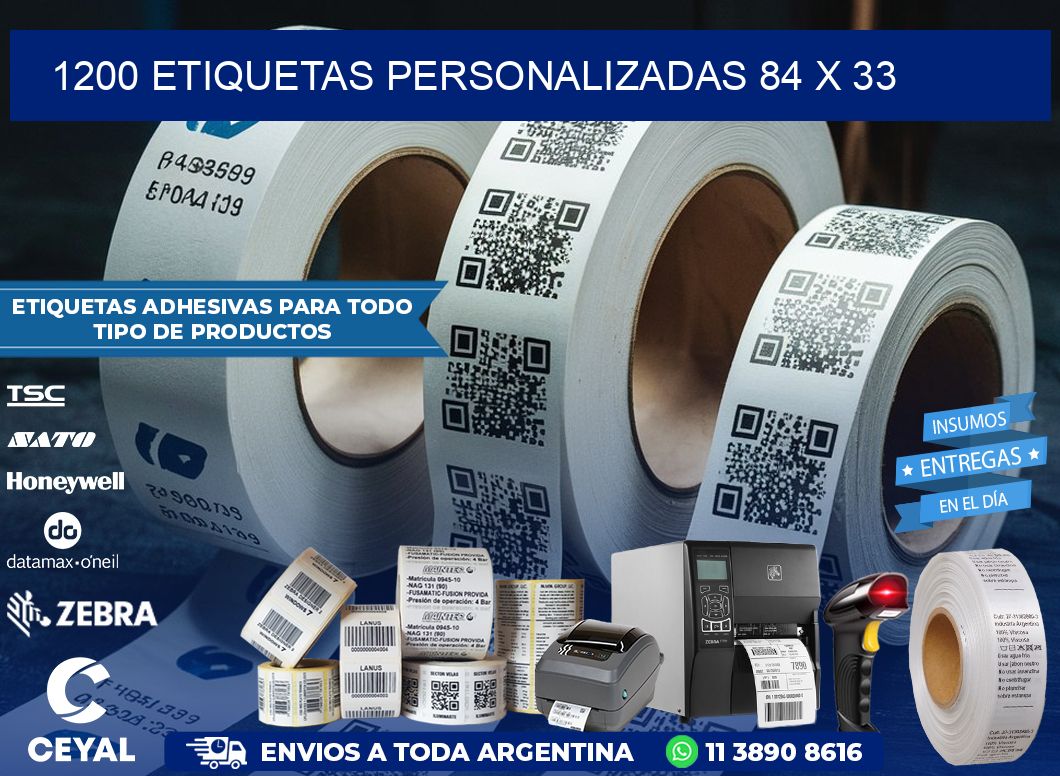 1200 ETIQUETAS PERSONALIZADAS 84 x 33