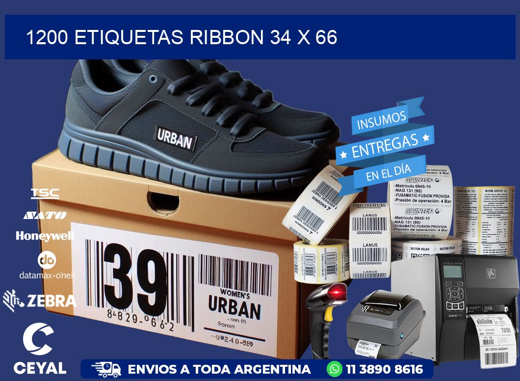 1200 ETIQUETAS RIBBON 34 x 66