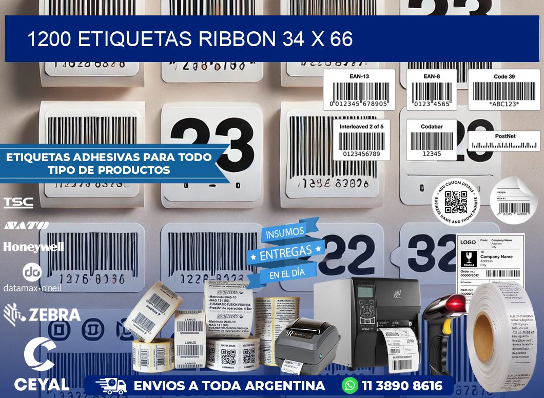 1200 ETIQUETAS RIBBON 34 x 66