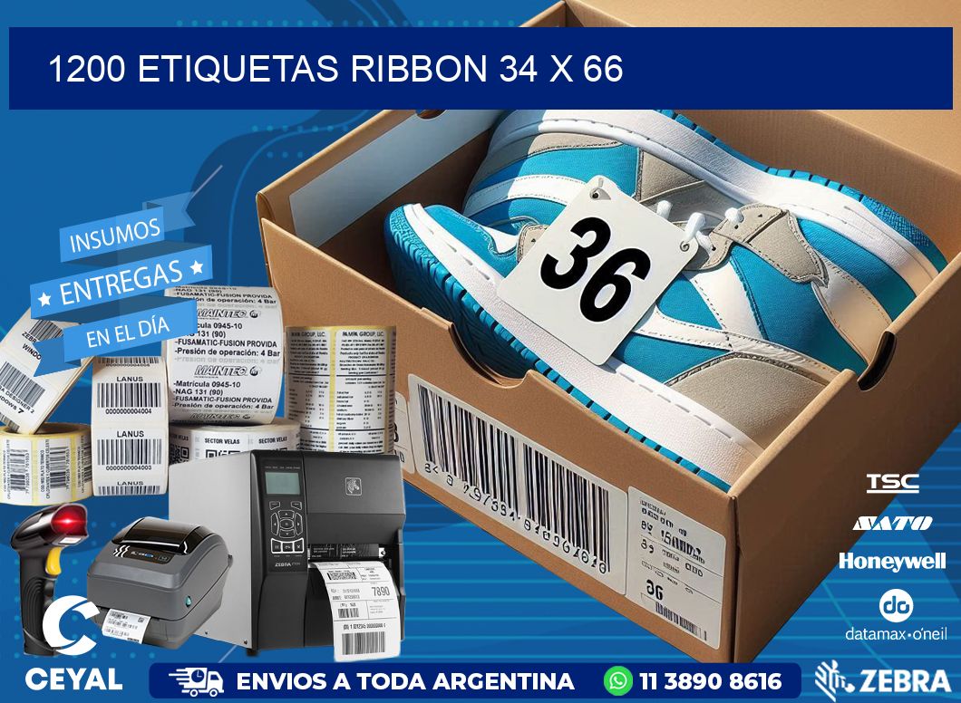 1200 ETIQUETAS RIBBON 34 x 66