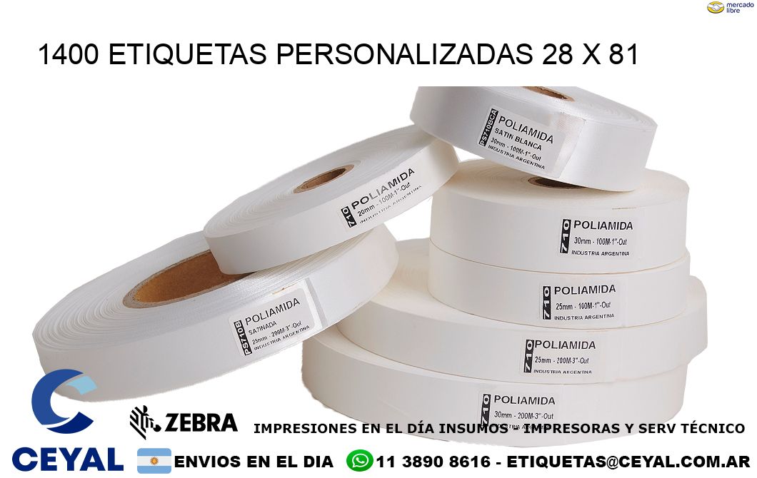 1400 ETIQUETAS PERSONALIZADAS 28 x 81