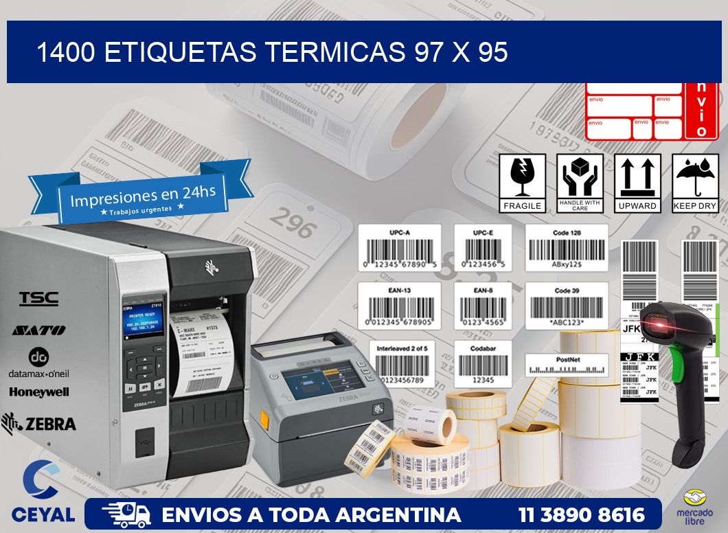 1400 ETIQUETAS TERMICAS 97 x 95