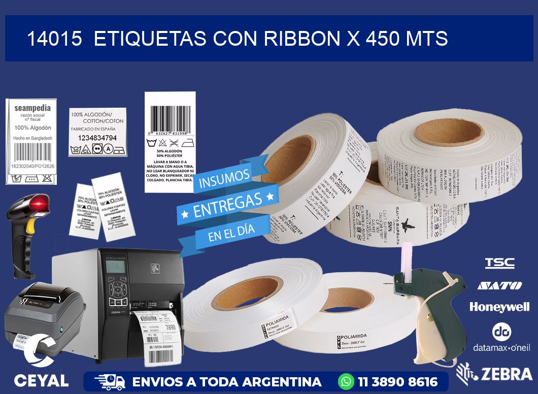 14015  ETIQUETAS CON RIBBON X 450 MTS