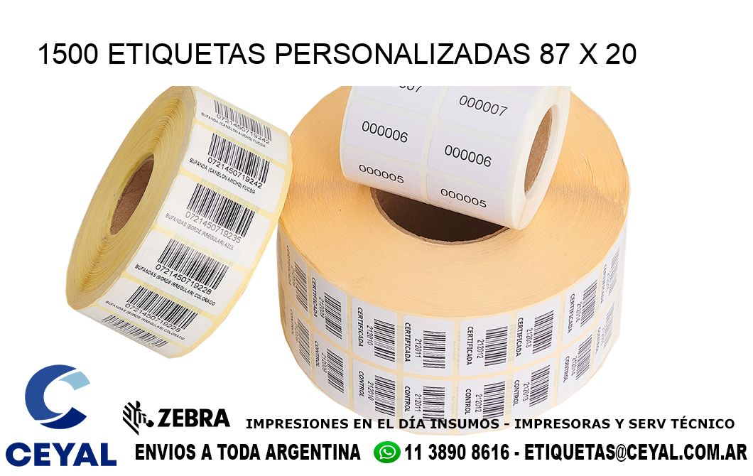1500 ETIQUETAS PERSONALIZADAS 87 x 20