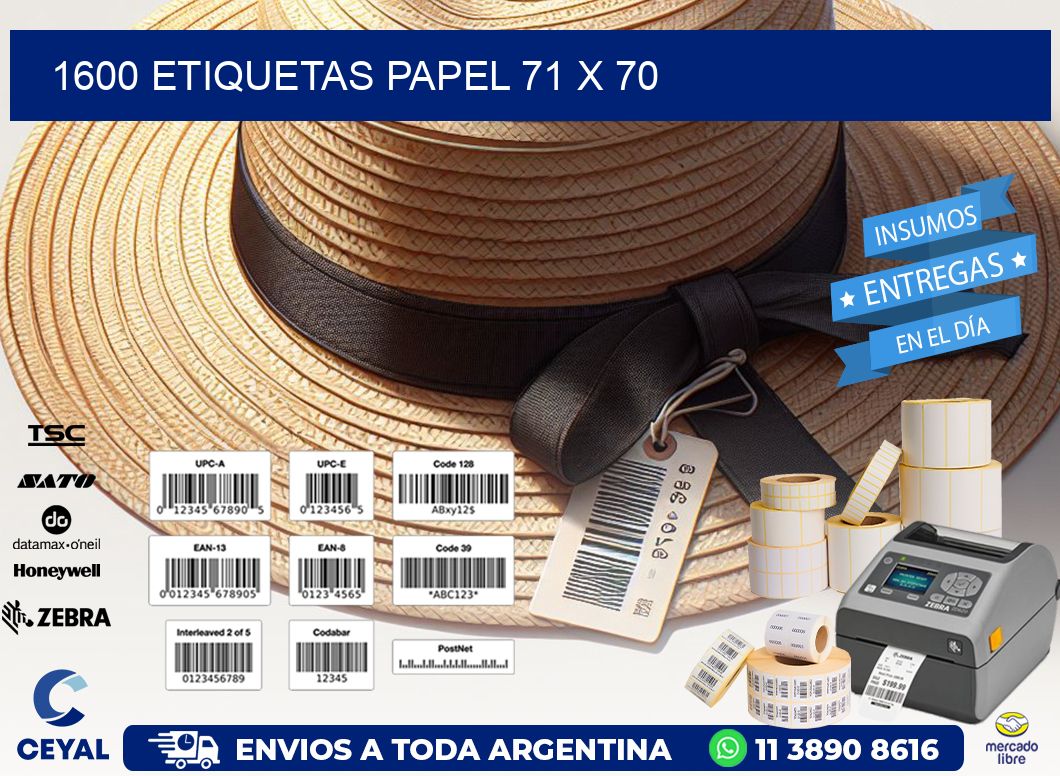 1600 ETIQUETAS PAPEL 71 x 70
