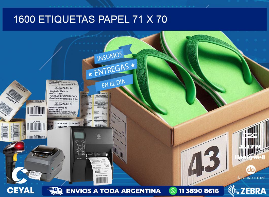 1600 ETIQUETAS PAPEL 71 x 70