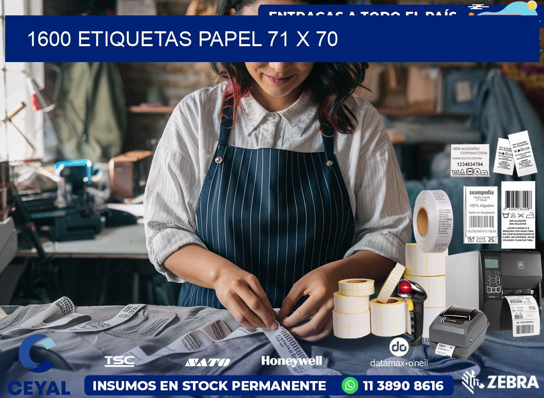 1600 ETIQUETAS PAPEL 71 x 70