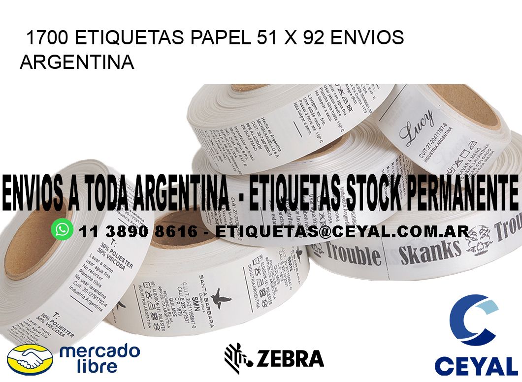 1700 ETIQUETAS PAPEL 51 x 92 ENVIOS ARGENTINA