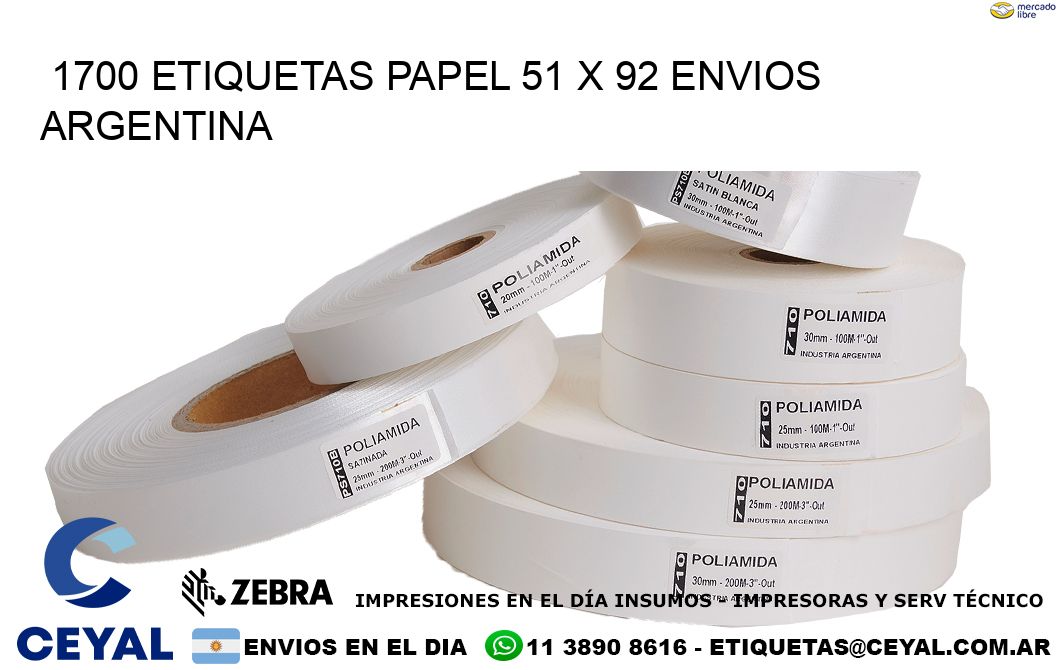 1700 ETIQUETAS PAPEL 51 x 92 ENVIOS ARGENTINA