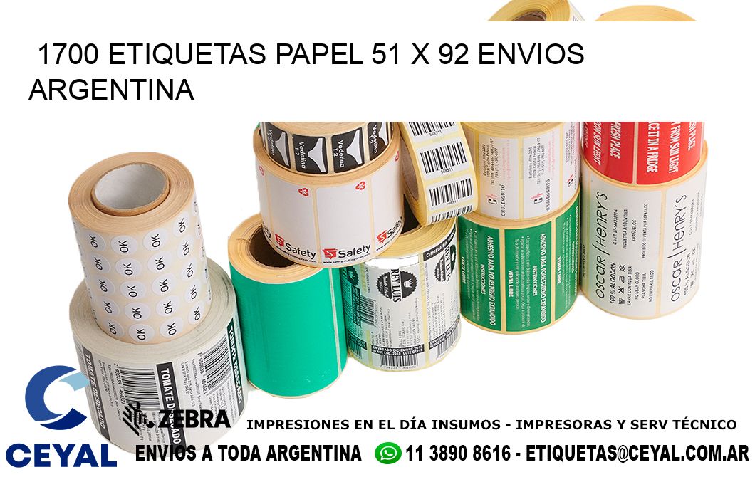 1700 ETIQUETAS PAPEL 51 x 92 ENVIOS ARGENTINA