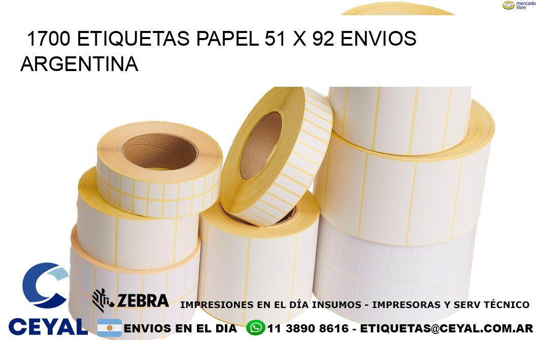 1700 ETIQUETAS PAPEL 51 x 92 ENVIOS ARGENTINA