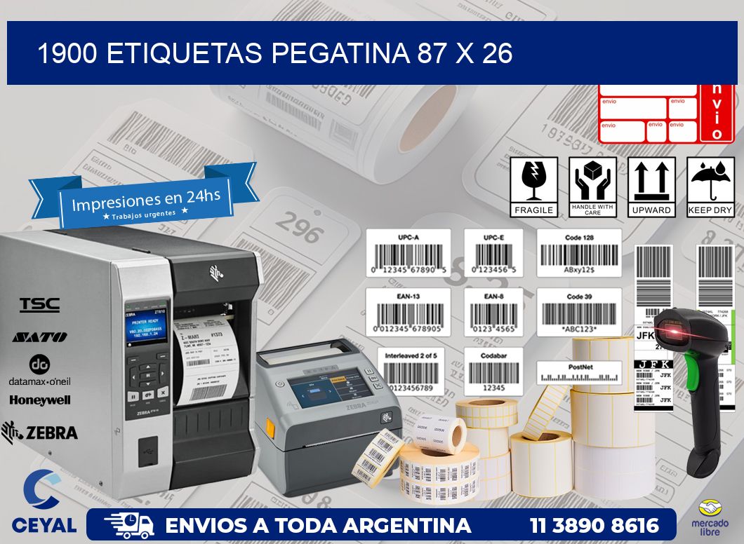 1900 ETIQUETAS PEGATINA 87 x 26