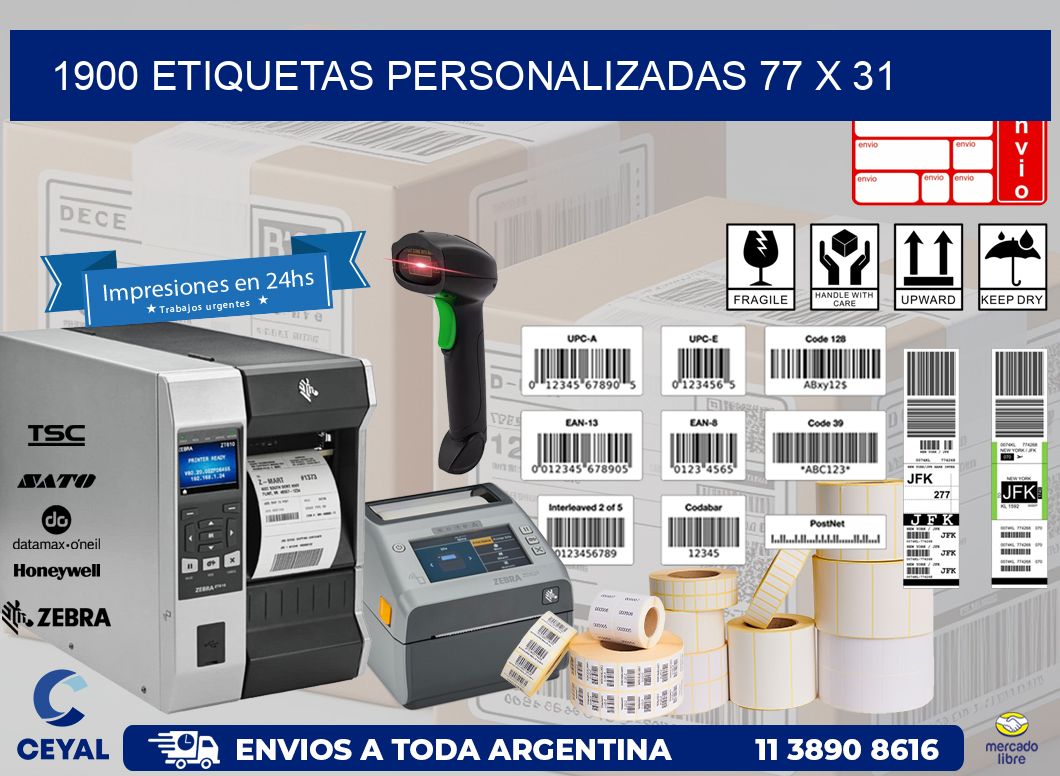 1900 ETIQUETAS PERSONALIZADAS 77 x 31
