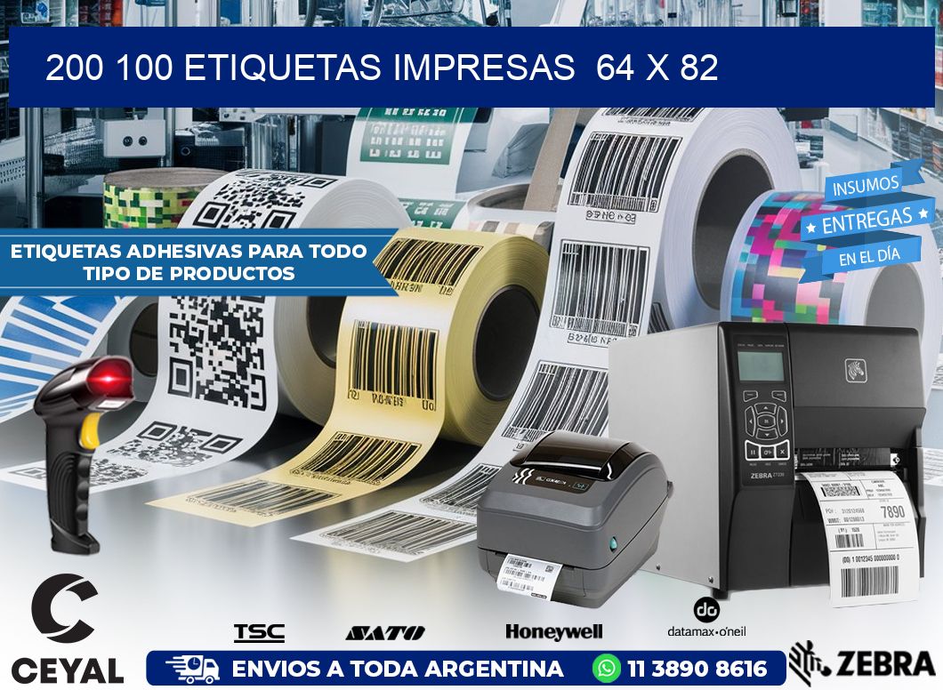 200 100 ETIQUETAS IMPRESAS  64 x 82