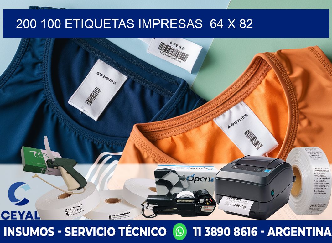 200 100 ETIQUETAS IMPRESAS  64 x 82