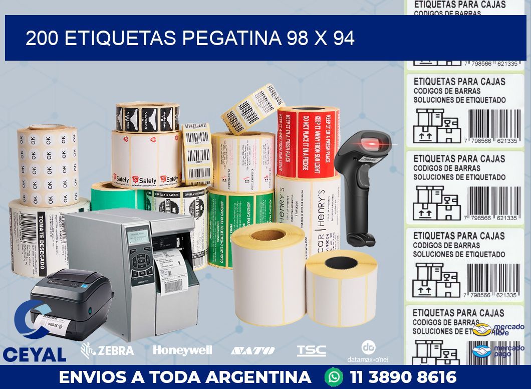 200 ETIQUETAS PEGATINA 98 x 94