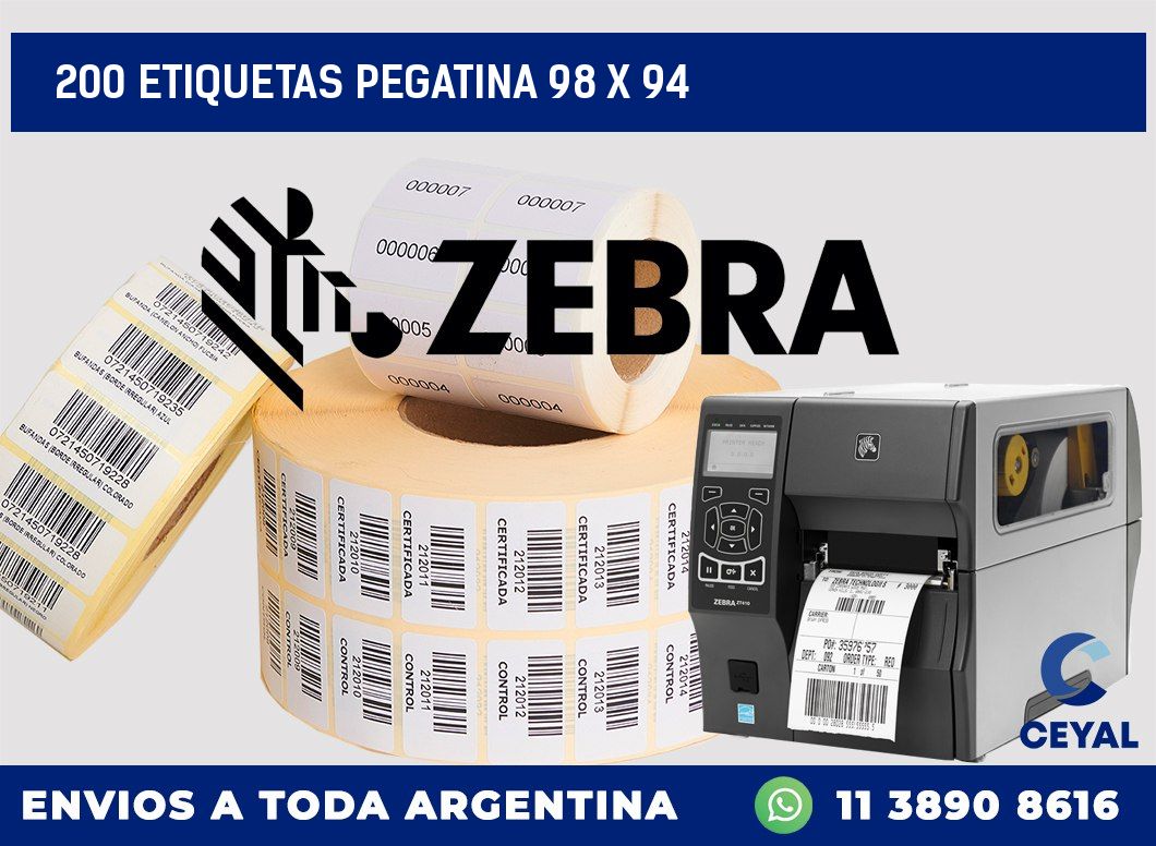 200 ETIQUETAS PEGATINA 98 x 94