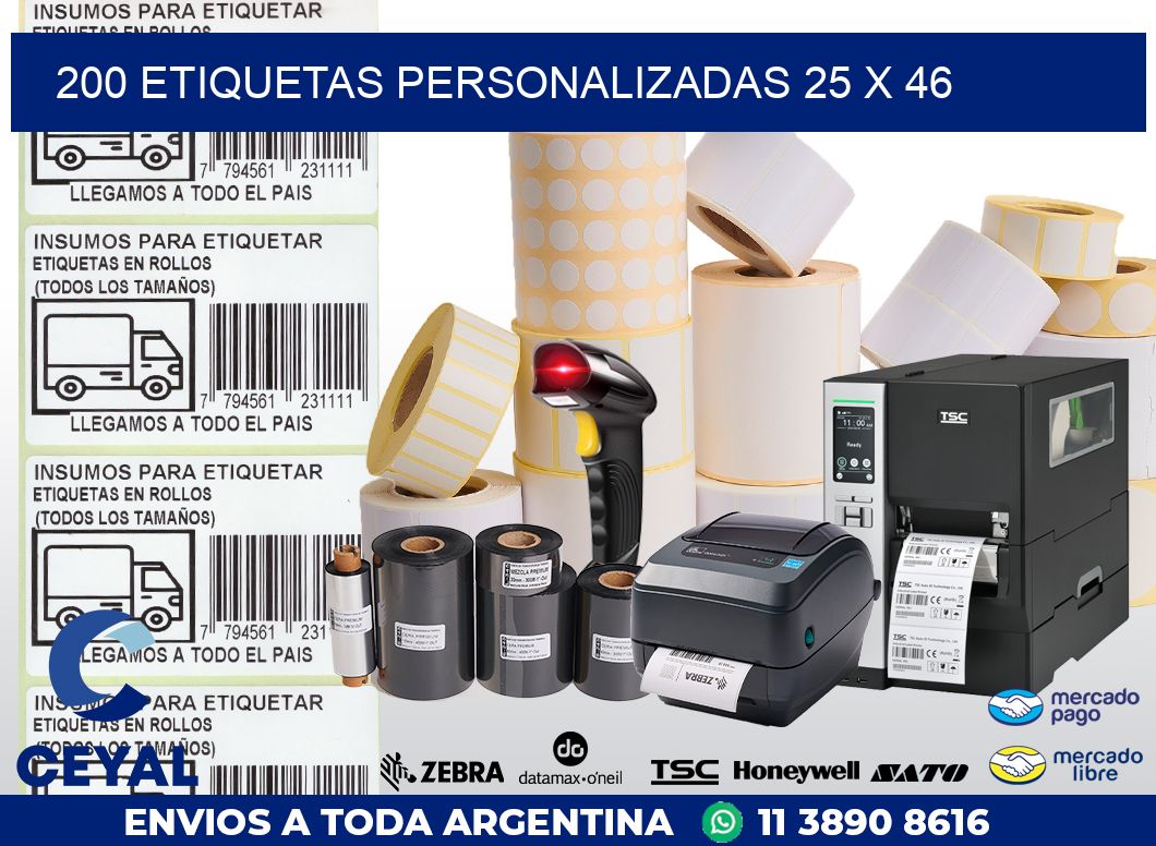 200 ETIQUETAS PERSONALIZADAS 25 x 46