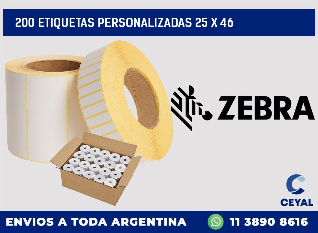 200 ETIQUETAS PERSONALIZADAS 25 x 46