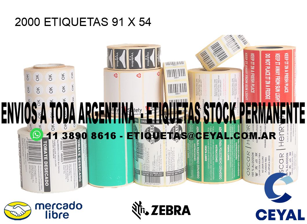 2000 ETIQUETAS 91 x 54