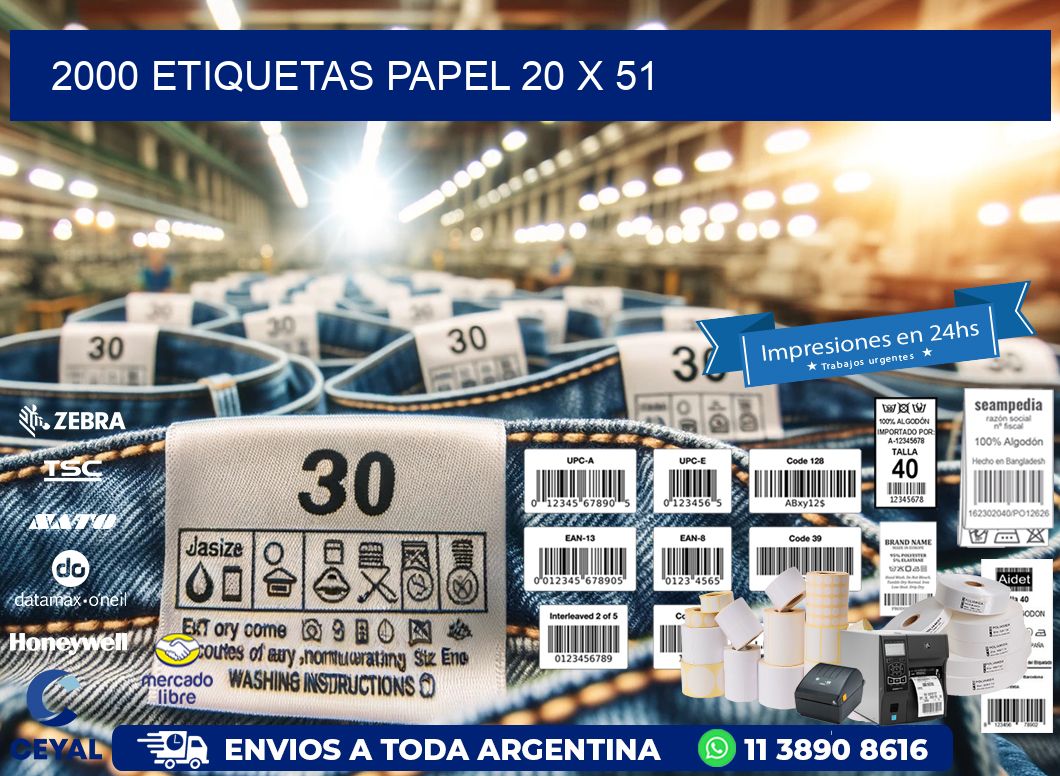 2000 ETIQUETAS PAPEL 20 x 51