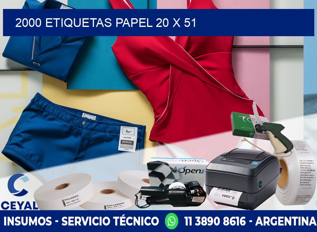 2000 ETIQUETAS PAPEL 20 x 51