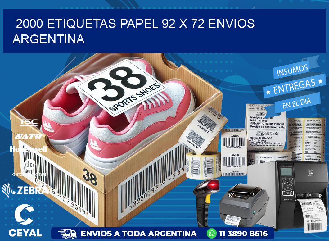 2000 ETIQUETAS PAPEL 92 x 72 ENVIOS ARGENTINA