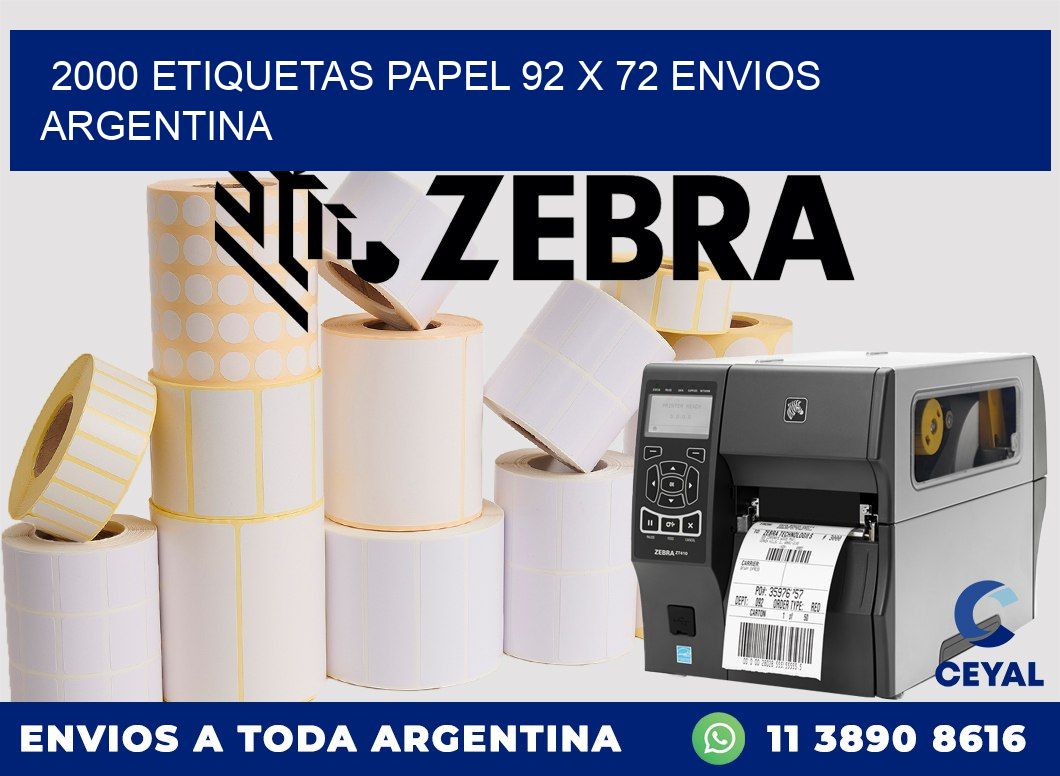 2000 ETIQUETAS PAPEL 92 x 72 ENVIOS ARGENTINA