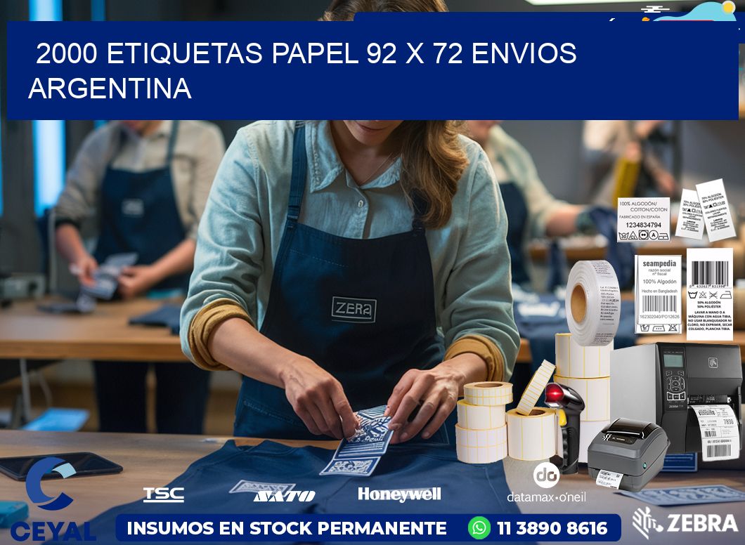 2000 ETIQUETAS PAPEL 92 x 72 ENVIOS ARGENTINA