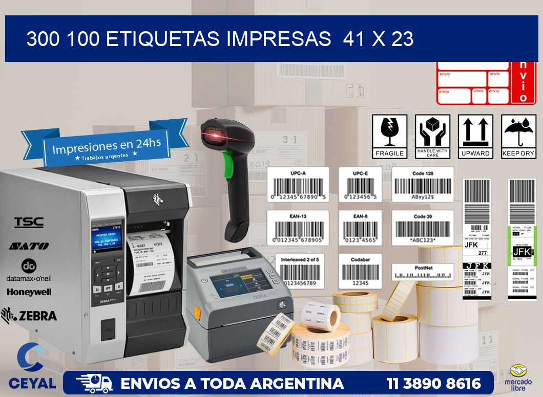 300 100 ETIQUETAS IMPRESAS  41 x 23