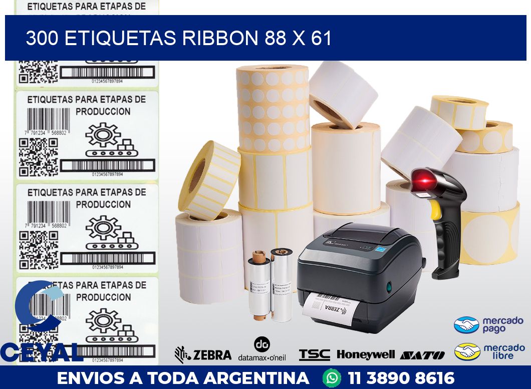 300 ETIQUETAS RIBBON 88 x 61