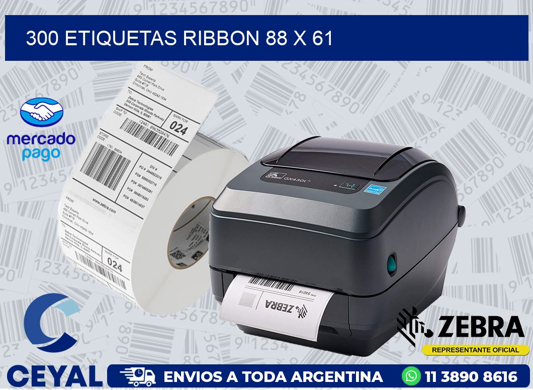 300 ETIQUETAS RIBBON 88 x 61