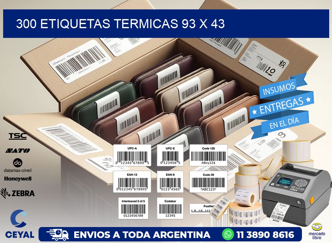 300 ETIQUETAS TERMICAS 93 x 43