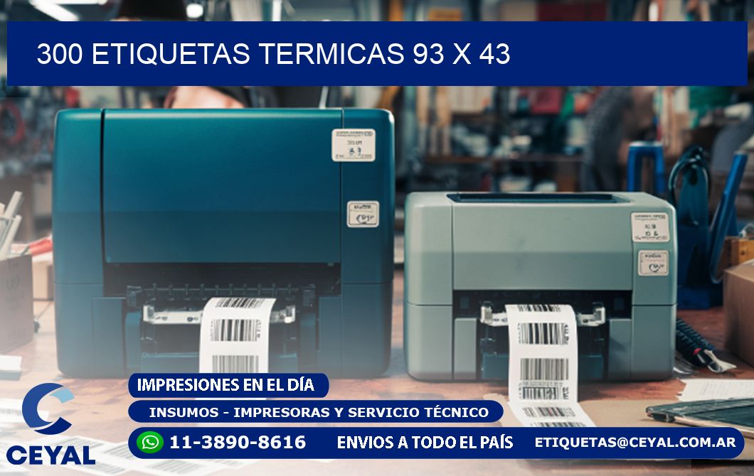 300 ETIQUETAS TERMICAS 93 x 43
