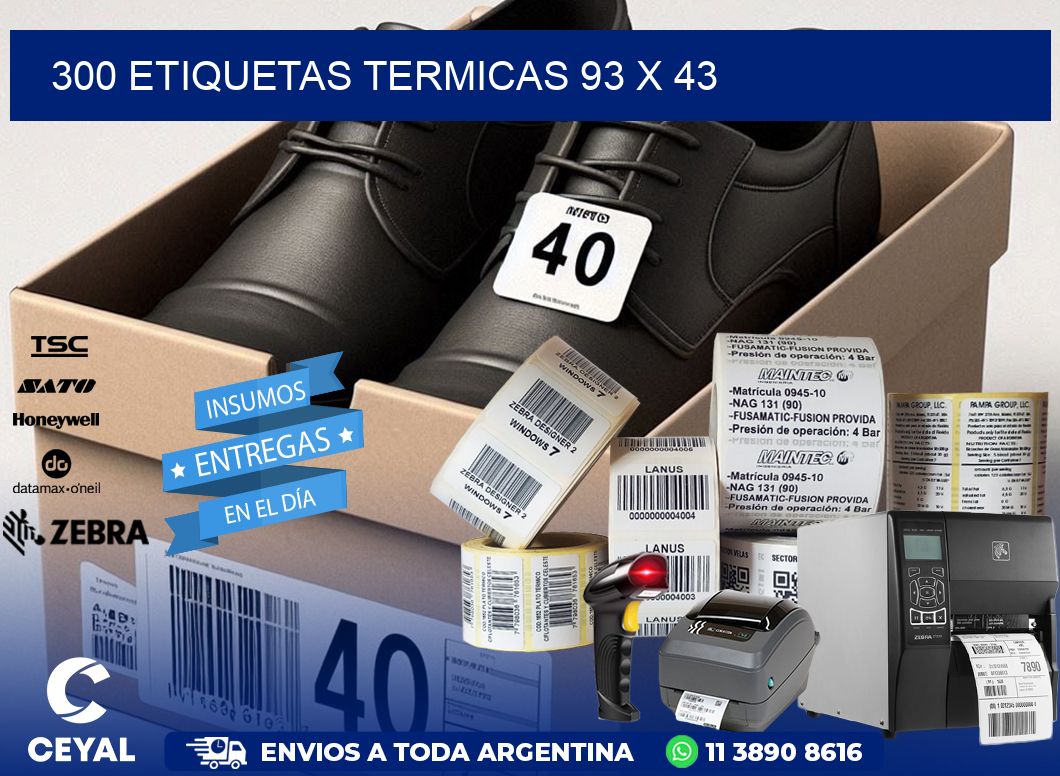300 ETIQUETAS TERMICAS 93 x 43