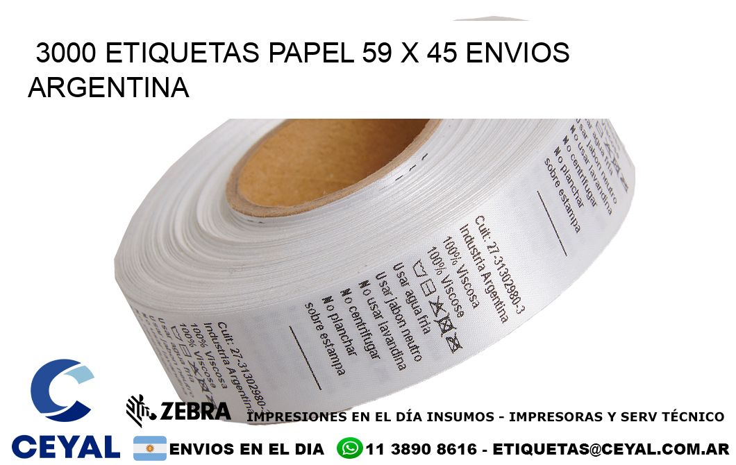 3000 ETIQUETAS PAPEL 59 x 45 ENVIOS ARGENTINA