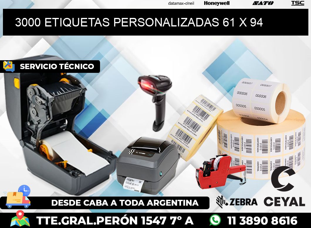 3000 ETIQUETAS PERSONALIZADAS 61 x 94