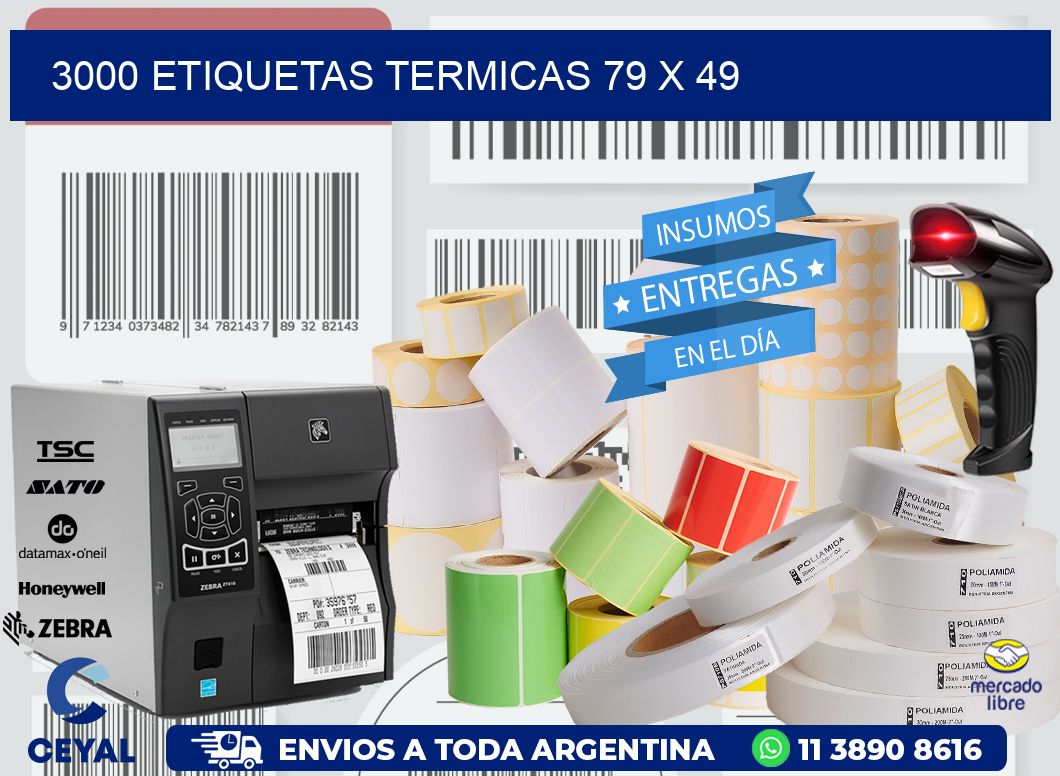 3000 ETIQUETAS TERMICAS 79 x 49