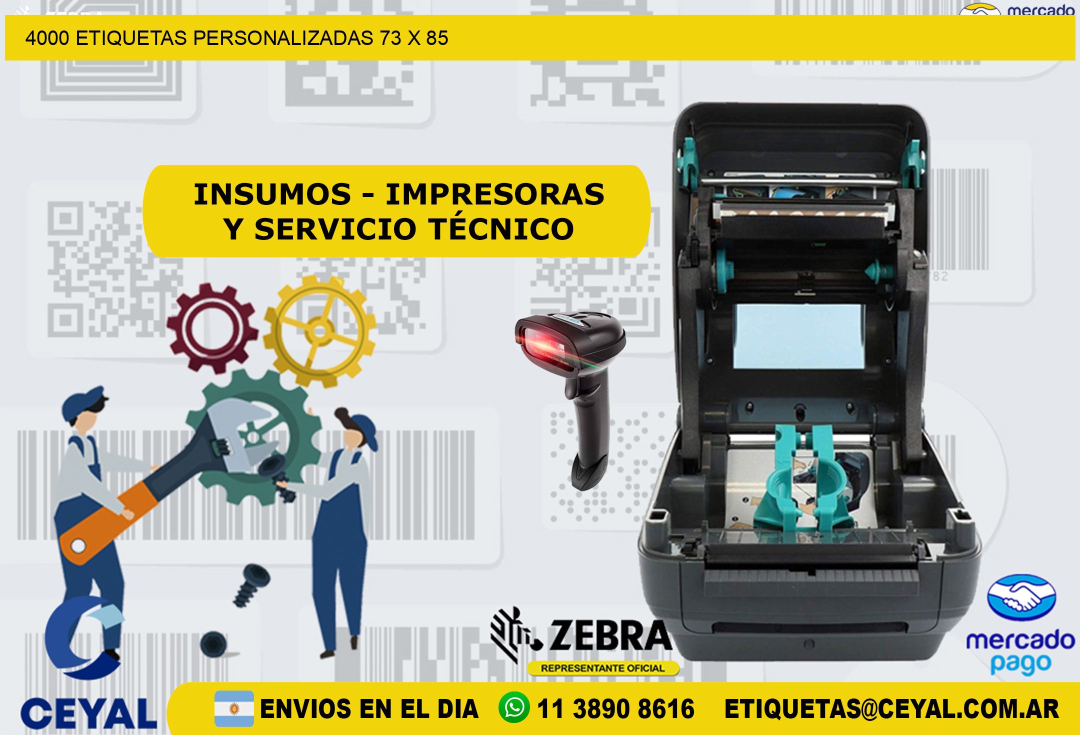 4000 ETIQUETAS PERSONALIZADAS 73 x 85