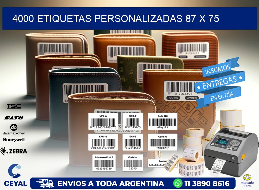 4000 ETIQUETAS PERSONALIZADAS 87 x 75