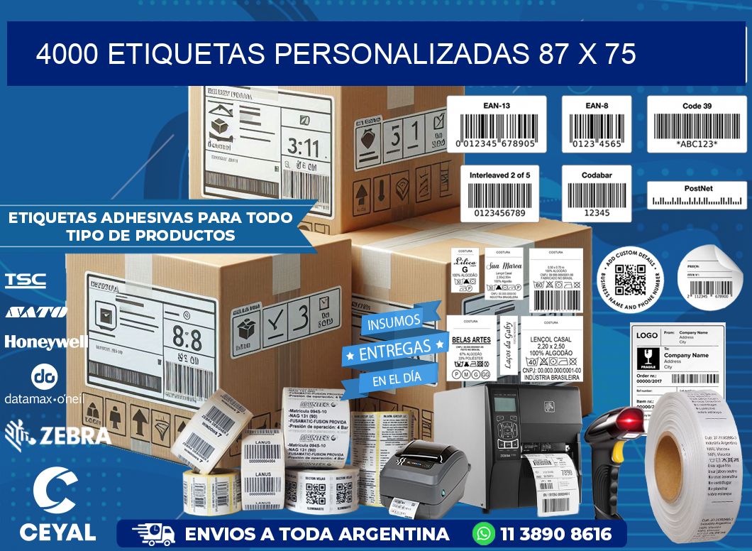 4000 ETIQUETAS PERSONALIZADAS 87 x 75