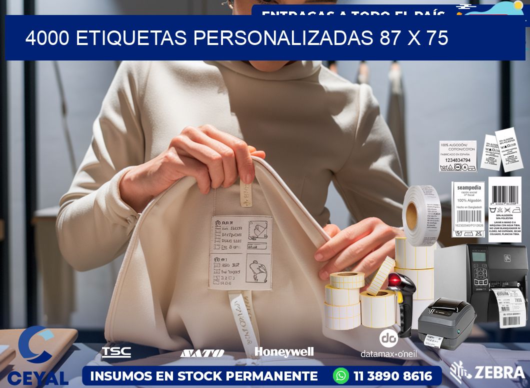 4000 ETIQUETAS PERSONALIZADAS 87 x 75